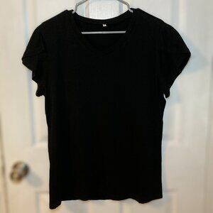 ⭐️ 3/$13 Black Ruffle Short Sleeve Shirt/Top - Size L